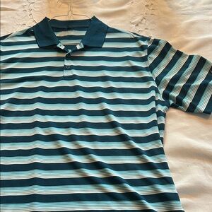 Nike Blue and White Striped Polo Shirt